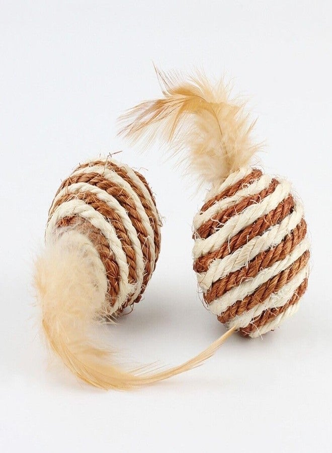 THE DDS STORE 2 Pcs Interactive Kitten Games Toys Sisal Ball Cat Training Catcher Cat Playing Toy (Color May Vary) - Image 3